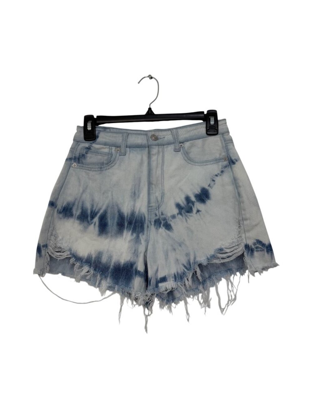 American Eagle Womens Highest Rise Tie-Dye Mom Shorts Size 2  Distressed Raw Hem